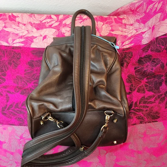 Charter Club Classics Medium Brown Leather Sling Backpack Purse with Drawstring. - Picture 6 of 9